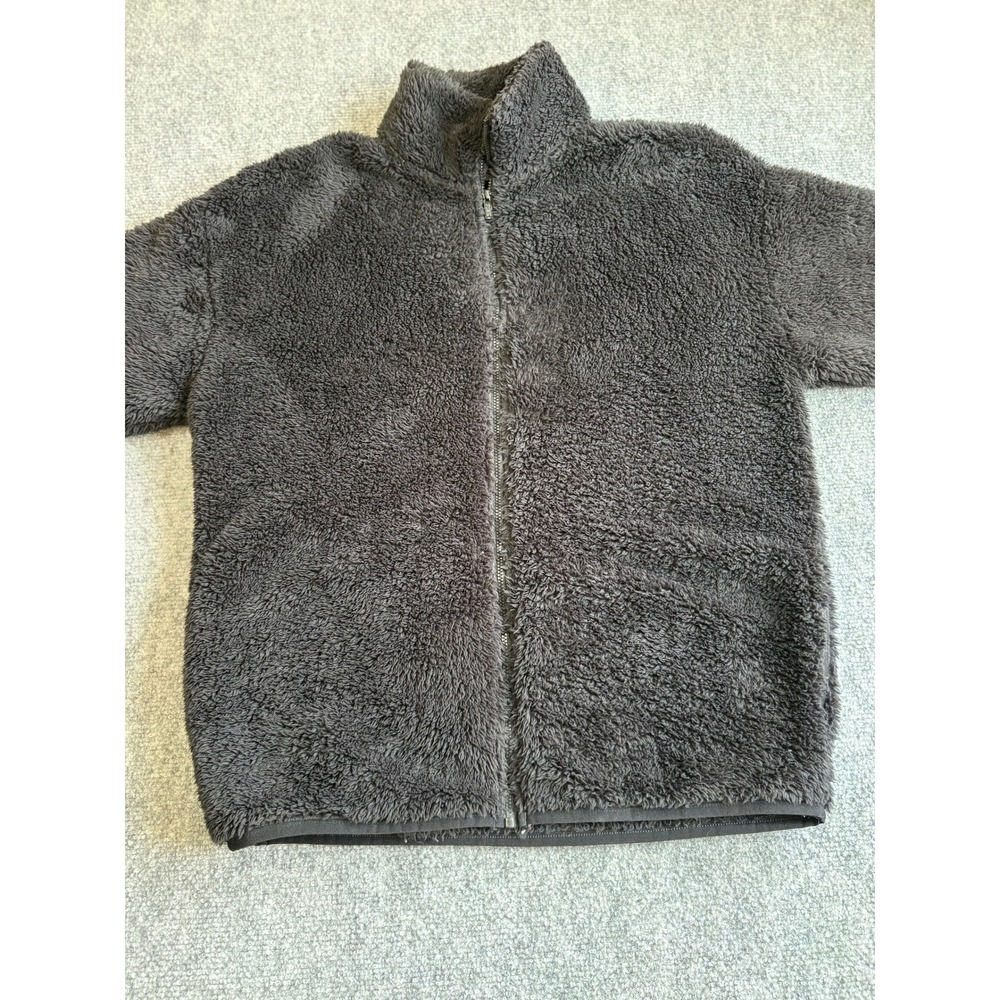 Victorias Secret PINK Teddy Fleece Jacket Charcoal Grey Full Zip Sherpa XS